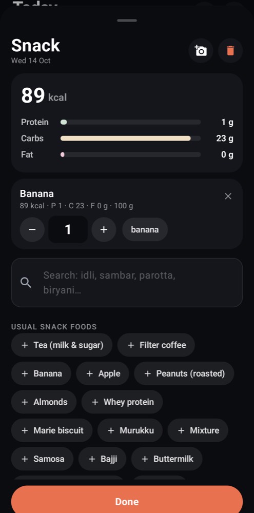 Food logging with macros